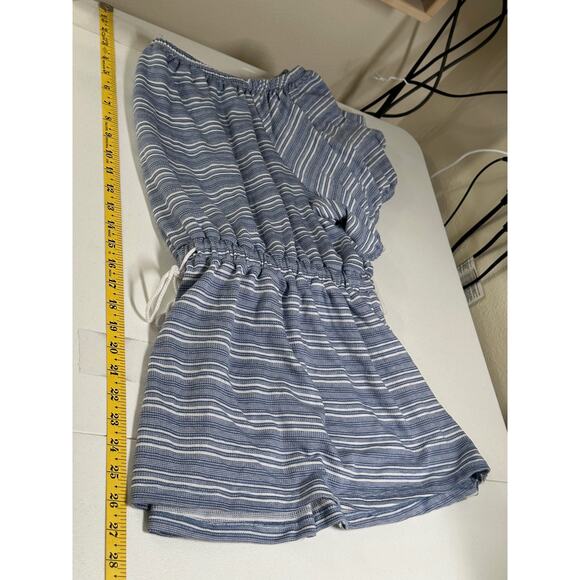 Lane Bryant Top Womens 22 24 Blue Striped Convertible Off Shoulder Peplum Beachy - Picture 10 of 10